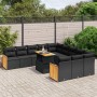 Set Divani da Giardino 11 pz con Cuscini in Polyrattan Nero