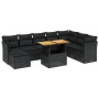 Set Divani da Giardino 9 pz con Cuscini Nero in Polyrattan