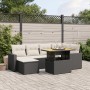 Set Divani da Giardino con Cuscini 7pz Nero Polyrattan