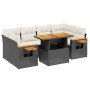 Set Divani da Giardino con Cuscini 7pz Nero Polyrattan