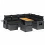 Set Divani da Giardino con Cuscini 8 pz Nero in Polyrattan