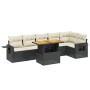 Set Divani da Giardino con Cuscini 7pz Nero Polyrattan