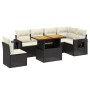 Set Divani da Giardino con Cuscini 7pz Nero Polyrattan