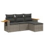 Set Divani da Giardino 4 pz con Cuscini in Polyrattan Grigio