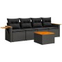 Set Divani da Giardino 5 pz con Cuscini in Polyrattan Nero