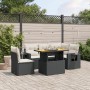 Set Divano da Giardino 6 pz con Cuscini Nero in Polyrattan