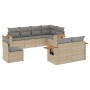 Set Divano da Giardino 8 pz con Cuscini Beige in Polyrattan