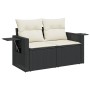 Set Divani da Giardino 4 pz con Cuscini Nero in Polyrattan