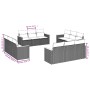 Set Divani da Giardino 12 pz con Cuscini Grigio in Polyrattan