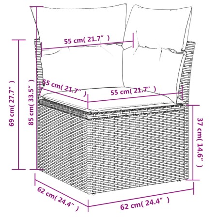 Set Divani da Giardino 4 pz con Cuscini in Polyrattan Grigio