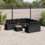 Set Divani da Giardino 9 pz con Cuscini Nero in Polyrattan