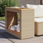 Tavolino da Giardino Piano Legno Beige 100x40x75 cm Polyrattan