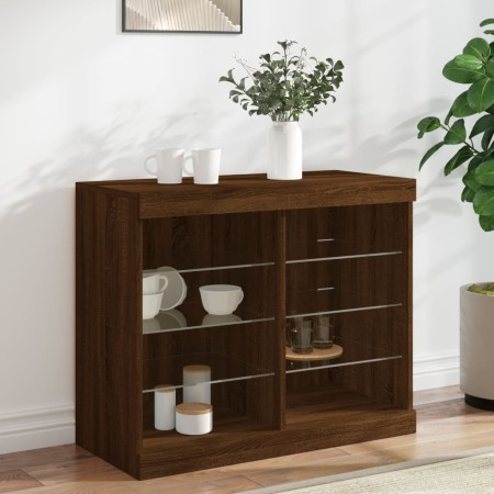 Credenza con Luci LED Rovere Marrone 81x37x67 cm