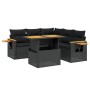 Set Divano da Giardino 6 pz con Cuscini Nero in Polyrattan