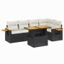 Set Divano da Giardino 6 pz con Cuscini Nero in Polyrattan