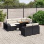 Set Divani da Giardino 11 pz con Cuscini in Polyrattan Nero