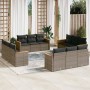 Set Divani da Giardino 12 pz con Cuscini Grigio in Polyrattan