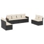 Set Divani da Giardino con Cuscini 8 pz Nero in Polyrattan