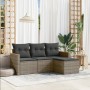 Set Divani da Giardino 4 pz con Cuscini in Polyrattan Grigio