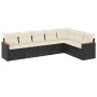 Set Divani da Giardino con Cuscini 7pz Nero Polyrattan