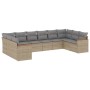 Set Divano da Giardino 10 pz con Cuscini Beige Misto Polyrattan