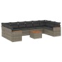 Set Divani da Giardino 11 pz con Cuscini in Polyrattan Grigio