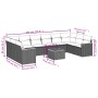 Set Divani da Giardino 11 pz con Cuscini in Polyrattan Grigio