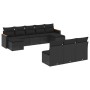 Set Divani da Giardino 10pz con Cuscini in Polyrattan Nero