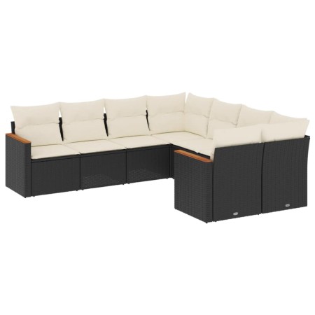 Set Divani da Giardino con Cuscini 8 pz Nero in Polyrattan