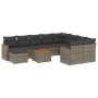 Set Divani da Giardino 11 pz con Cuscini in Polyrattan Grigio