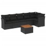 Set Divani da Giardino con Cuscini 7pz Nero Polyrattan