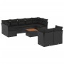 Set Divani da Giardino 10pz con Cuscini in Polyrattan Nero