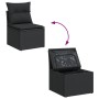 Set Divani da Giardino 10pz con Cuscini in Polyrattan Nero