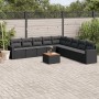 Set Divani da Giardino 10pz con Cuscini in Polyrattan Nero