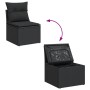 Set Divani da Giardino 14pz con Cuscini in Polyrattan Nero