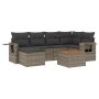 Set Divani da Giardino 7 pz con Cuscini Grigio in Polyrattan