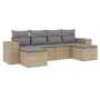 Set Divano da Giardino 6 pz con Cuscini Beige in Polyrattan