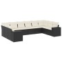 Set Divani da Giardino 10pz con Cuscini in Polyrattan Nero