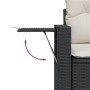 Set Divani da Giardino 3 pz con Cuscini in Polyrattan Nero