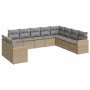 Set Divano da Giardino 10 pz con Cuscini Beige in Polyrattan