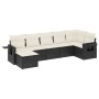 Set Divani da Giardino con Cuscini 7pz Nero Polyrattan