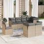 Set Divano da Giardino 8 pz con Cuscini Beige in Polyrattan