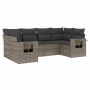 Set Divano da Giardino 6 pz con Cuscini Grigio in Polyrattan