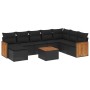 Set Divani da Giardino 9 pz con Cuscini Nero in Polyrattan