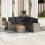 Set Divano da Giardino 6 pz con Cuscini Grigio in Polyrattan