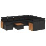 Set Divani da Giardino 11 pz con Cuscini in Polyrattan Nero