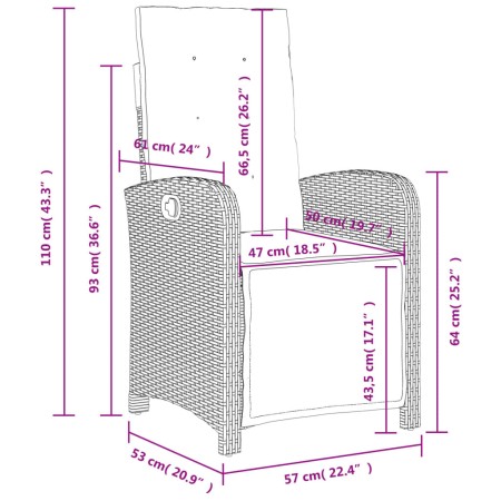 Set da Pranzo da Giardino 5 pz con Cuscini in Polyrattan Grigio