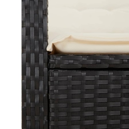 Set da Pranzo da Giardino 4 pz con Cuscini Nero in Polyrattan