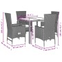 Set da Pranzo da Giardino 5 pz con Cuscini Beige in Polyrattan