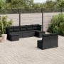 Set Divani da Giardino 9 pz con Cuscini Nero in Polyrattan